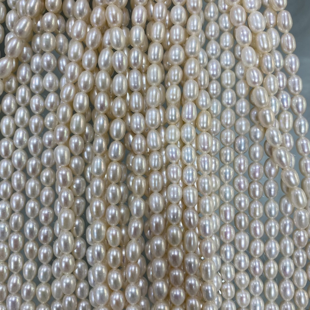 5-6mm Natural Freshwater Pearls, Fat Rice Pearls, High Luster, Few Flaws, DIY Accessories