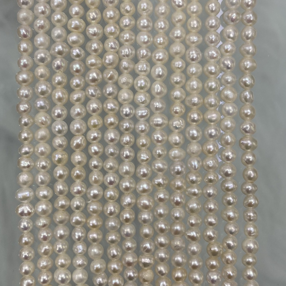 3-4mm natural freshwater pearls, nearly round, with high luster, almost flawless, DIY accessories