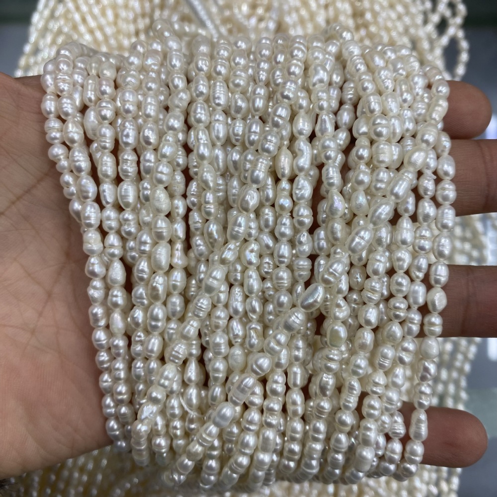 3-4mm Natural Freshwater Pearls, High Luster, with Spiral Pattern, DIY Accessories
