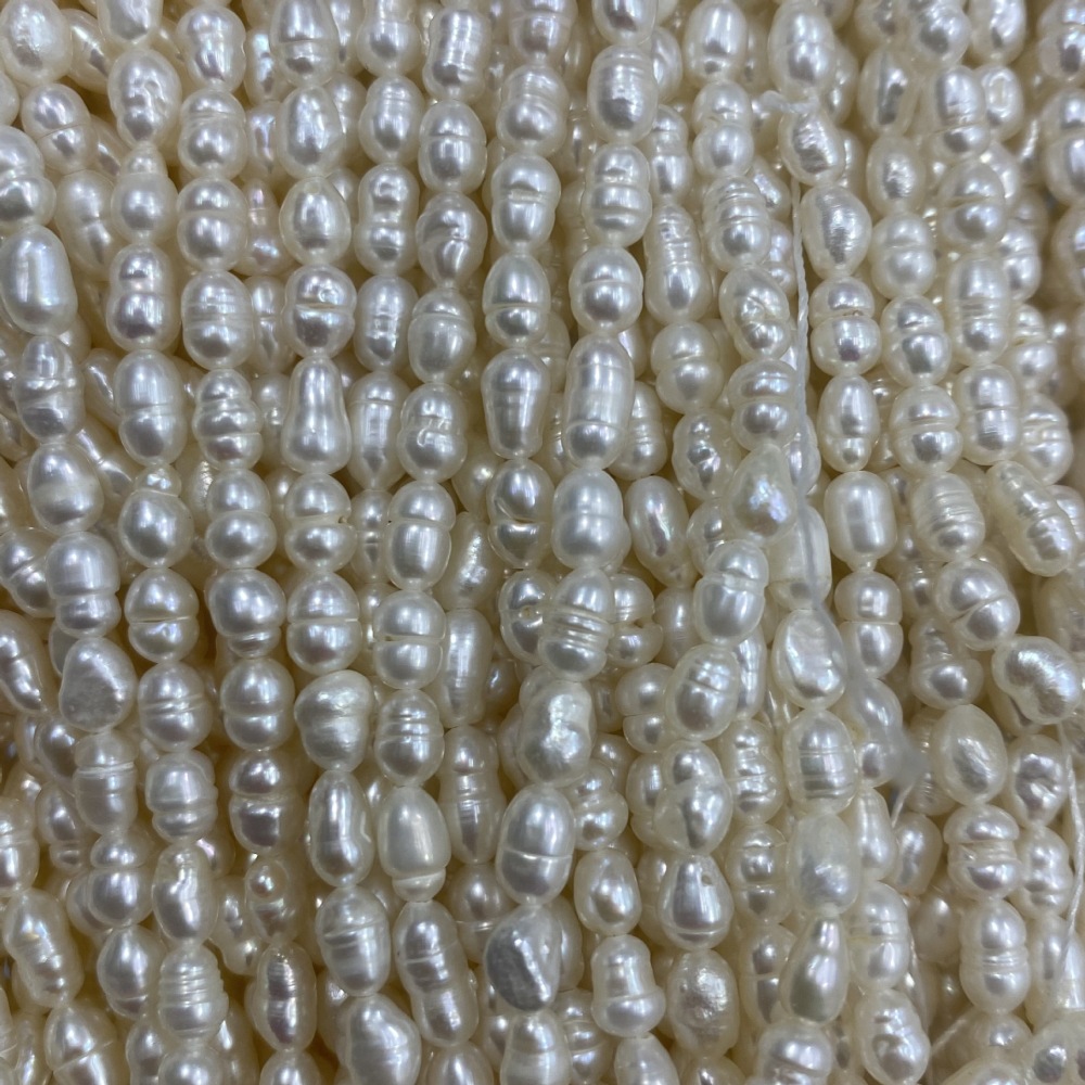 3-4mm Natural Freshwater Pearls, High Luster, with Spiral Pattern, DIY Accessories