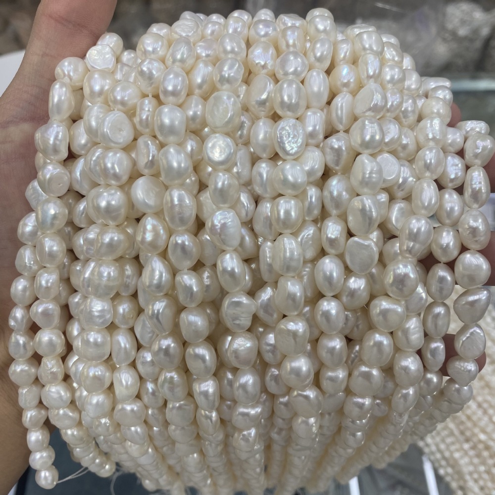9-10mm Natural Baroque Near-Round Freshwater Pearls - DIY Accessories