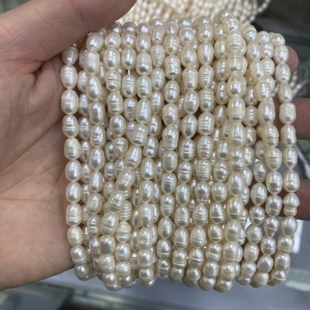 6-7mm Natural Freshwater Pearls with Spiral Pattern - DIY Accessories