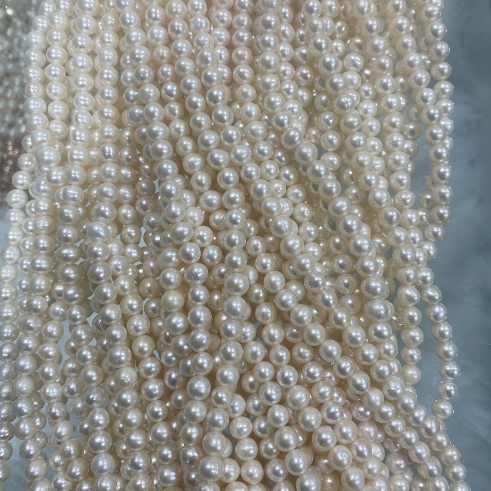 6-7mm Natural Freshwater Pearls, Near Round, Slightly Textured, DIY Accessories