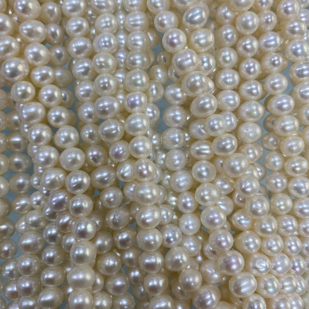 6mm Natural Freshwater Pearl, High Luster, No White Veins, Oval, DIY Accessory