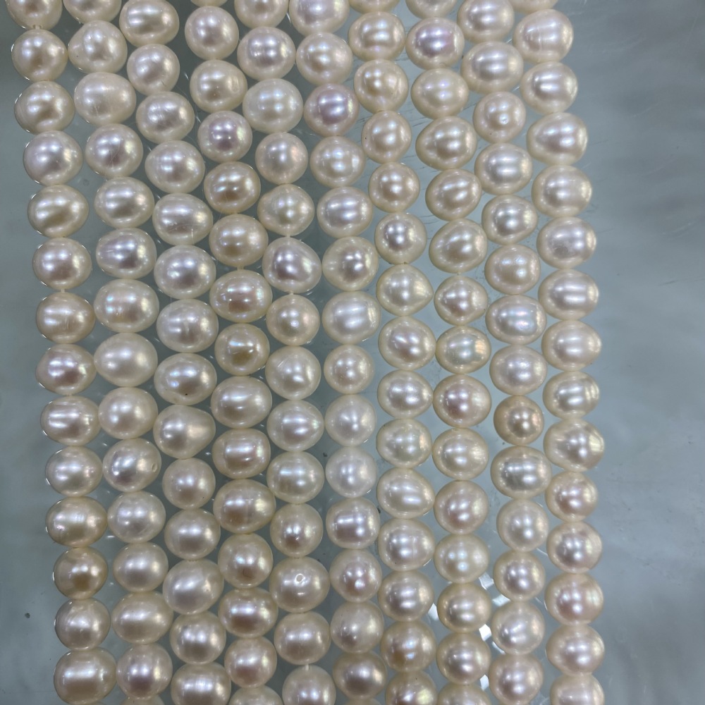 6mm Natural Freshwater Pearl, High Luster, No White Veins, Oval, DIY Accessory