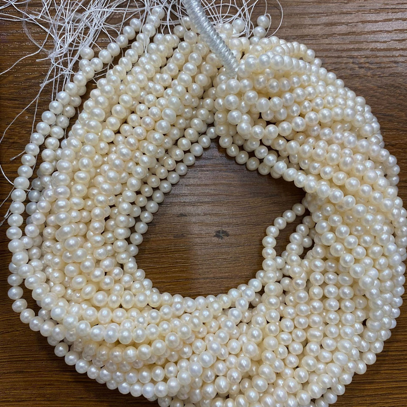 5-6mm Natural Freshwater Pearls, Nearly Round, Minor Imperfections, DIY Accessories