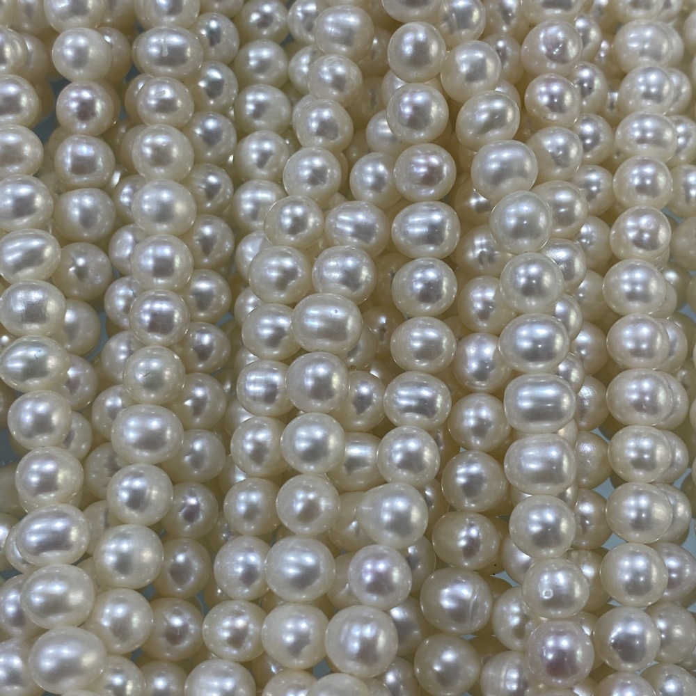 5-6mm Natural Freshwater Pearls, High Luster, Few Flaws, DIY Accessories