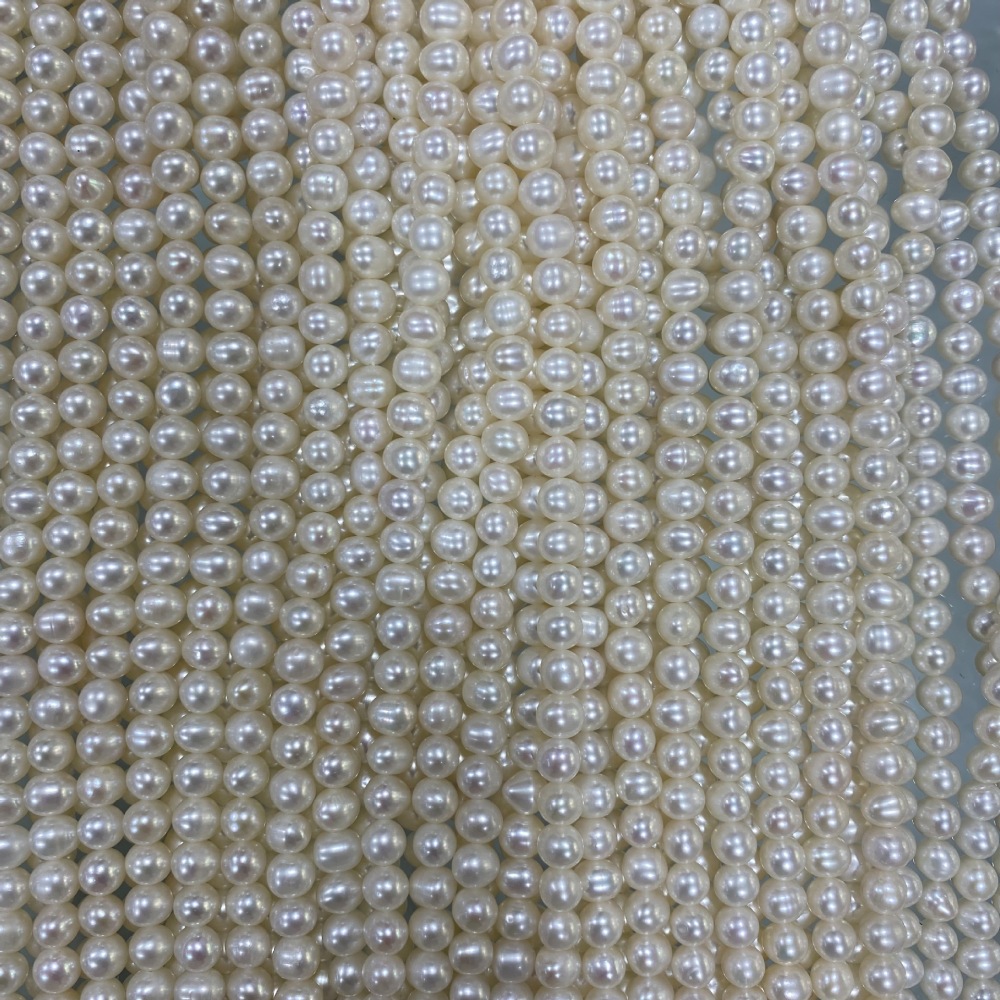 5-6mm Natural Freshwater Pearls, High Luster, Few Flaws, DIY Accessories
