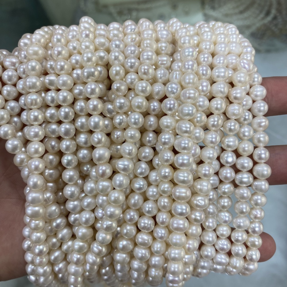 5-6mm Natural Freshwater Pearls, High Luster, Few Flaws, DIY Accessories