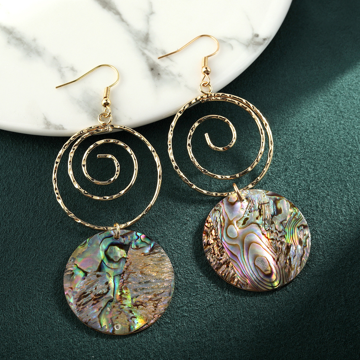 MYK1862-Exaggerated abalone shell earrings, niche and stylish earrings