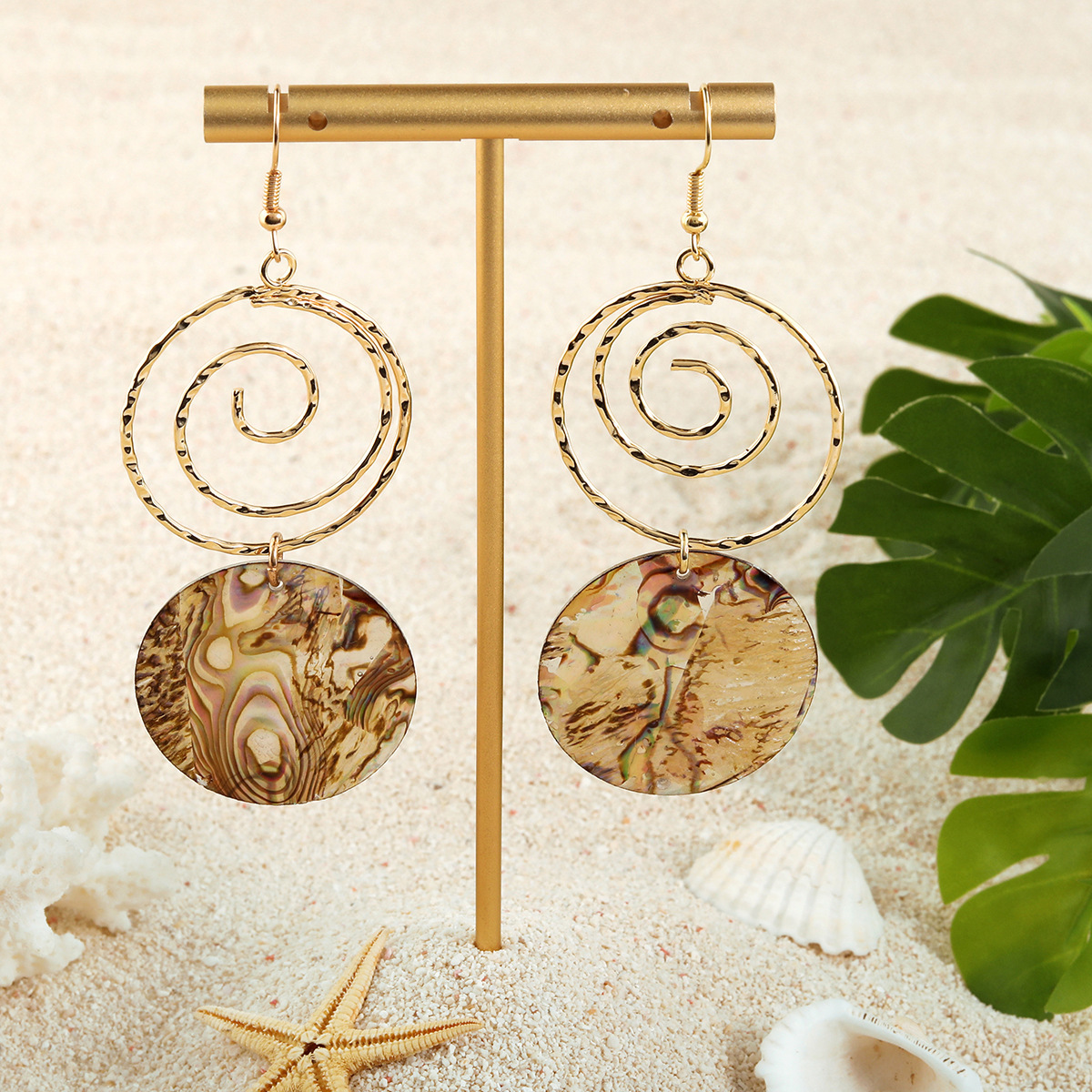MYK1862-Exaggerated abalone shell earrings, niche and stylish earrings