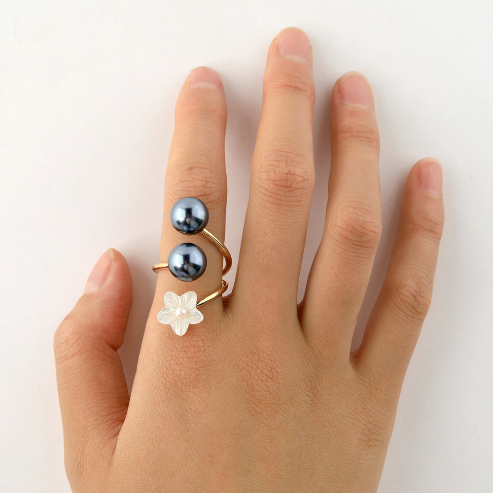 MYK1887-Copper adjustable freshwater pearl shell ring