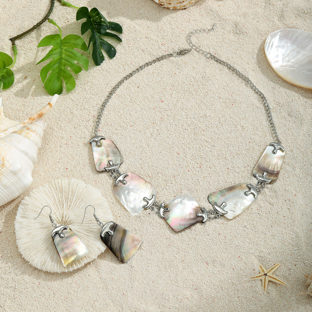 MYK1906-Fashionable natural seashell patchwork jewelry set