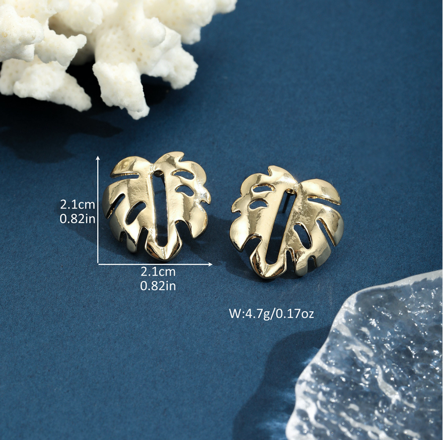 MYK1897-Creative Island Style Monstera Leaf Earring Set