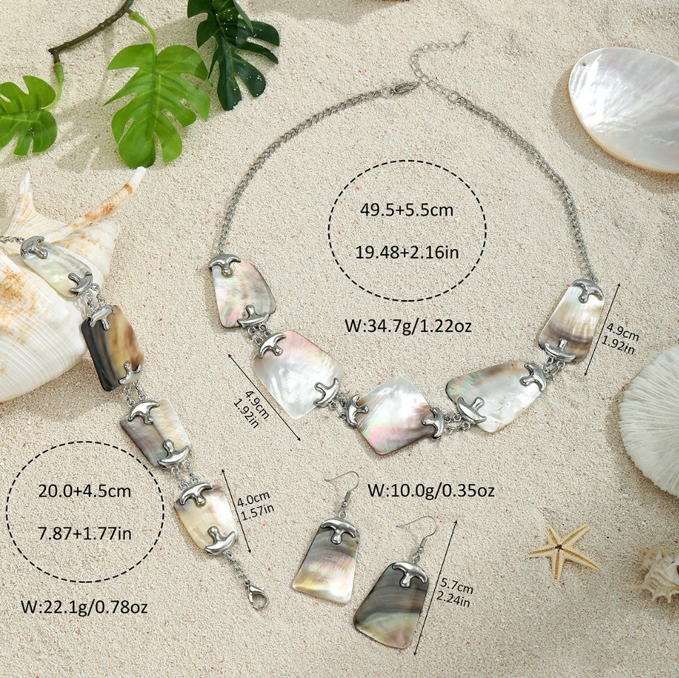 MYK1906-Fashionable natural seashell patchwork jewelry set