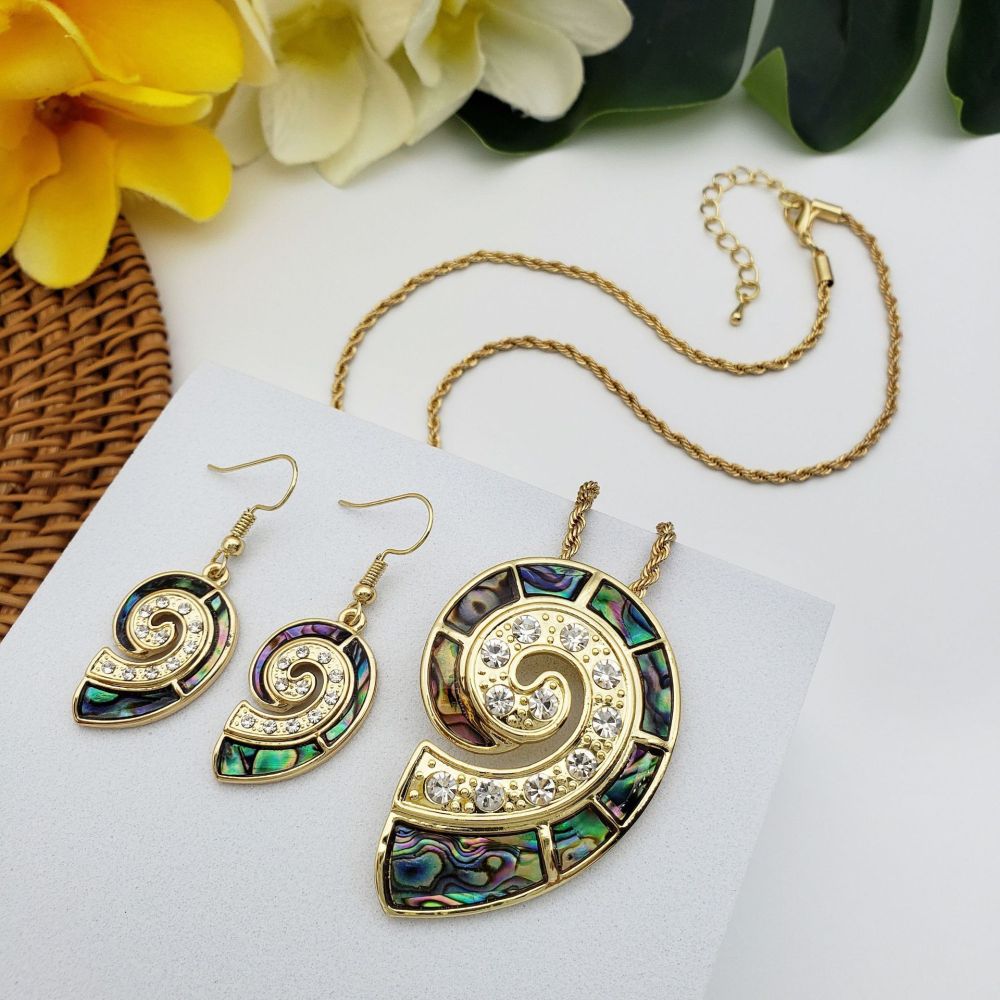MYK1930-Popular Ocean-Themed Abalone Shell Patchwork Conch Jewelry Set