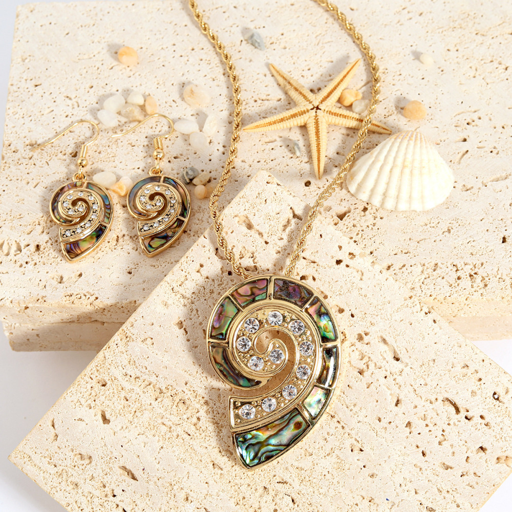 MYK1930-Popular Ocean-Themed Abalone Shell Patchwork Conch Jewelry Set