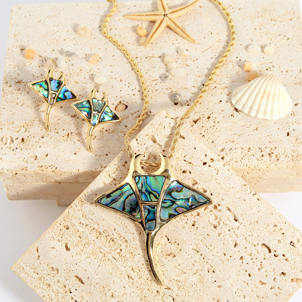 MYK1922-Abalone shell appliqué necklace jewelry set, high-end two-piece design.