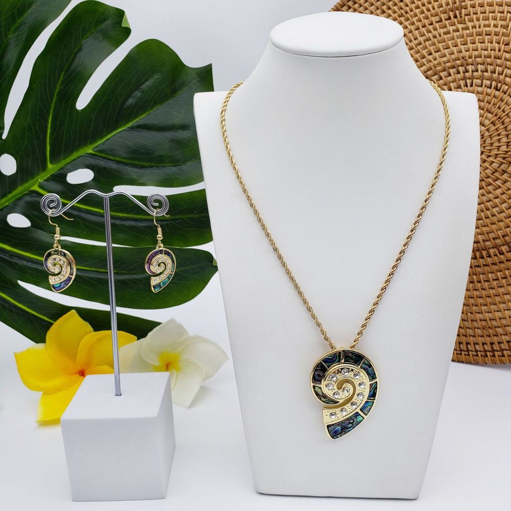 MYK1930-Popular Ocean-Themed Abalone Shell Patchwork Conch Jewelry Set