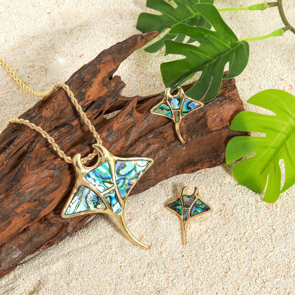 MYK1922-Abalone shell appliqué necklace jewelry set, high-end two-piece design.