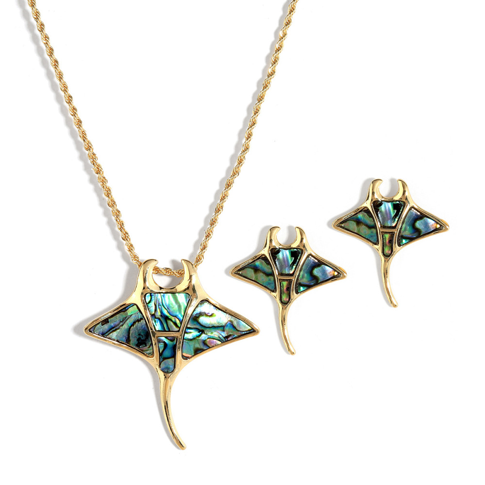 MYK1922-Abalone shell appliqué necklace jewelry set, high-end two-piece design.
