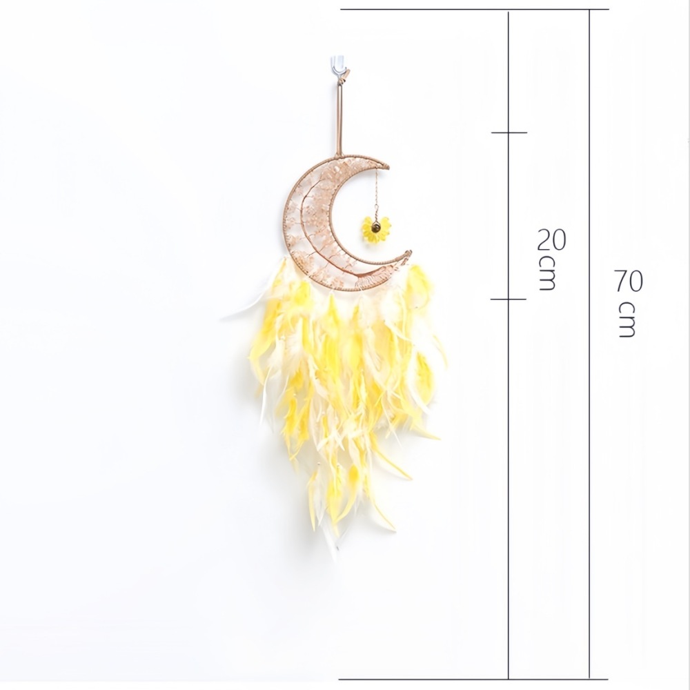 Citrine Moon Dreamcatcher with Yellow Feather Wind Chime