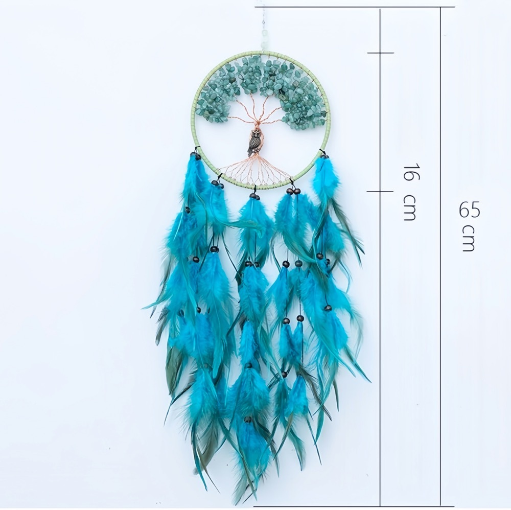 Natural Green Aventurine Pebble Dreamcatcher Wind Chime Tree of Life Sun Catcher