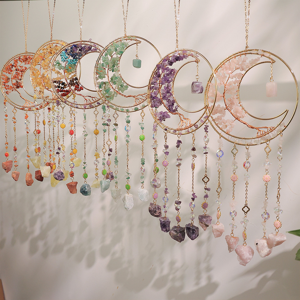 Sunshine Catcher Simple Pebble Tree of Life Window Sill Decor Wind Chime