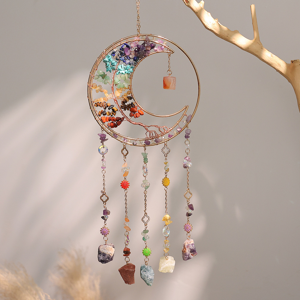 Sunshine Catcher Simple Pebble Tree of Life Window Sill Decor Wind Chime