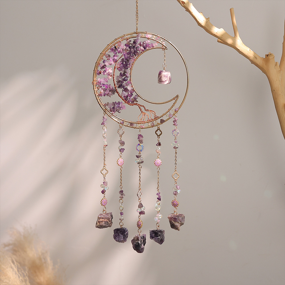 Sunshine Catcher Simple Pebble Tree of Life Window Sill Decor Wind Chime