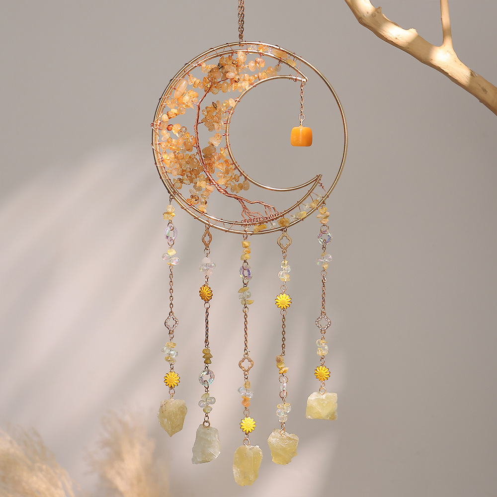 Sunshine Catcher Simple Pebble Tree of Life Window Sill Decor Wind Chime