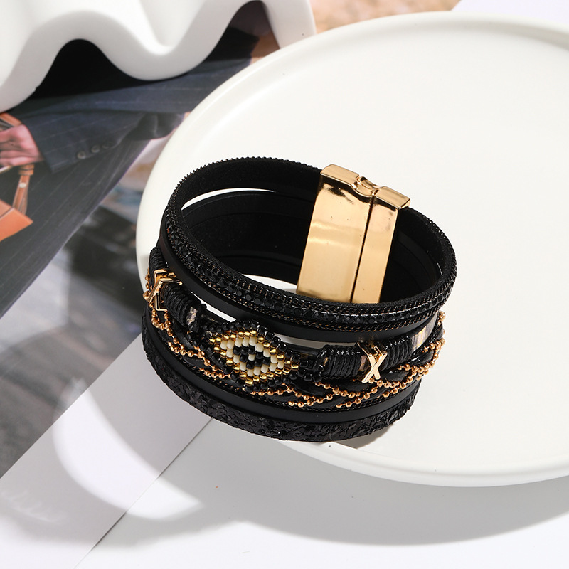 MYK1968-Bohemian Beaded Hand-woven Leather Bracelet
