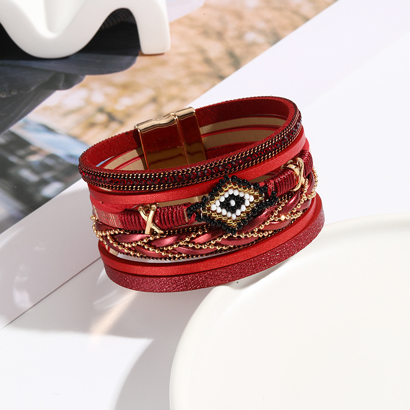 MYK1968-Bohemian Beaded Hand-woven Leather Bracelet