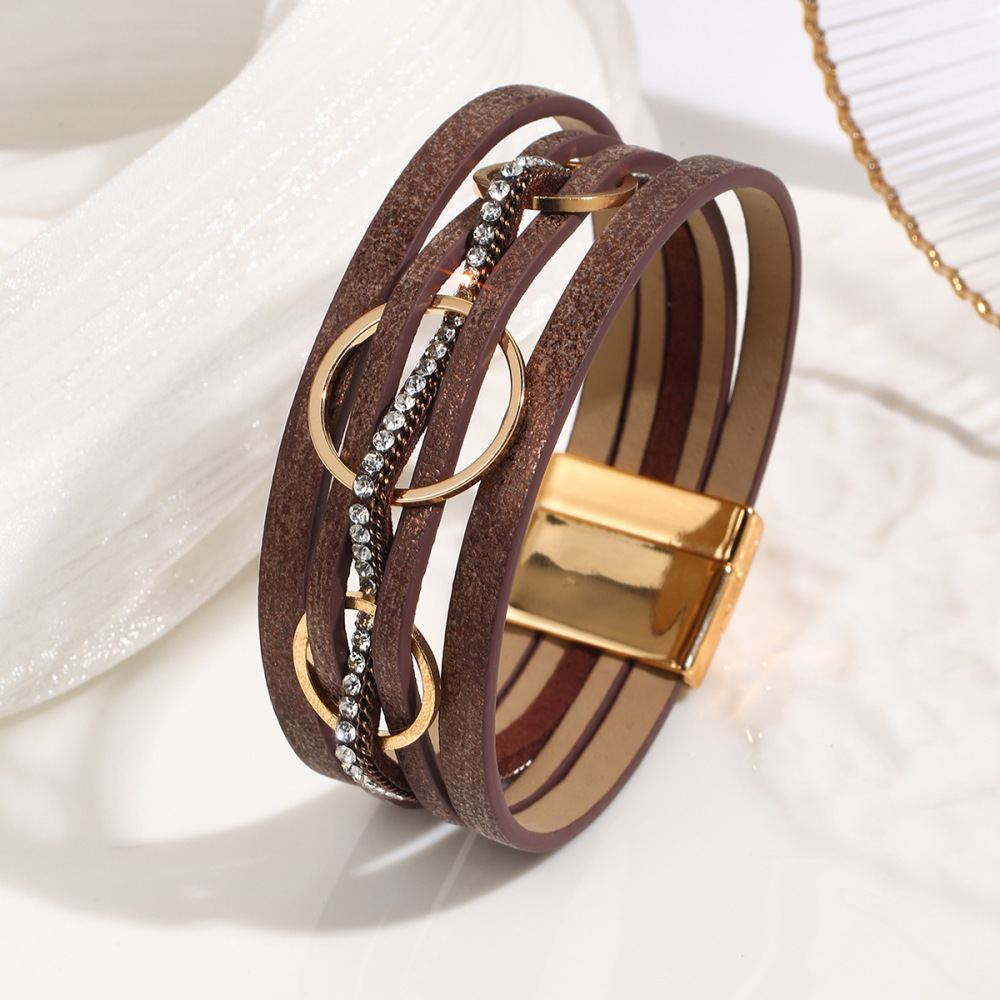 MYK1976-Interlocking Bohemian woven style PU leather bracelet