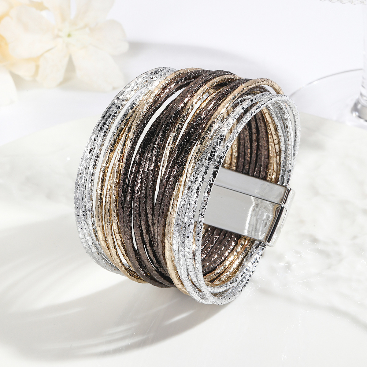 MYK1965-Multi-strand PU magnetic buckle bracelet