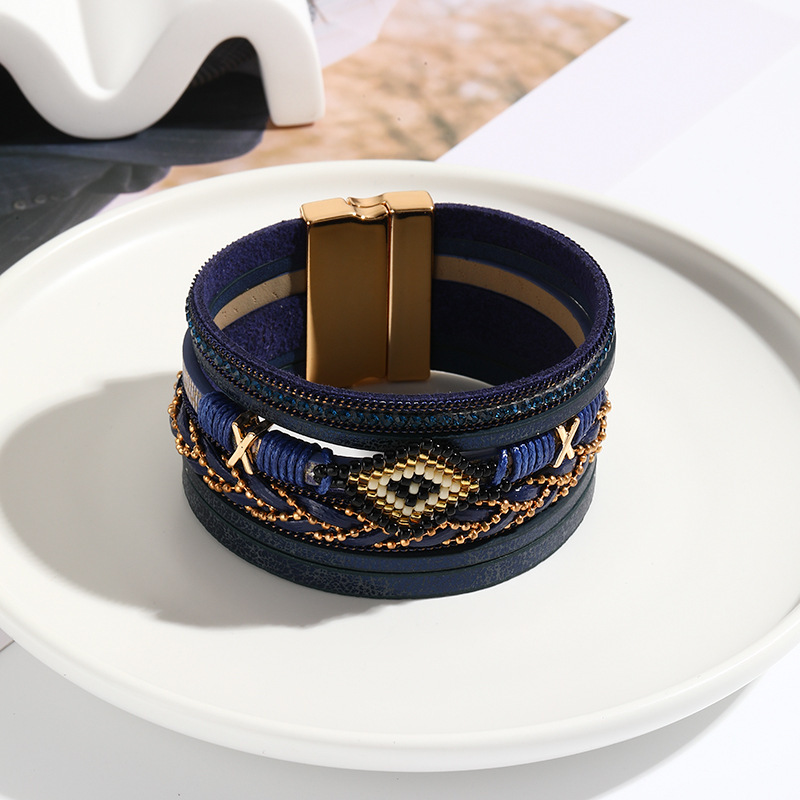 MYK1968-Bohemian Beaded Hand-woven Leather Bracelet