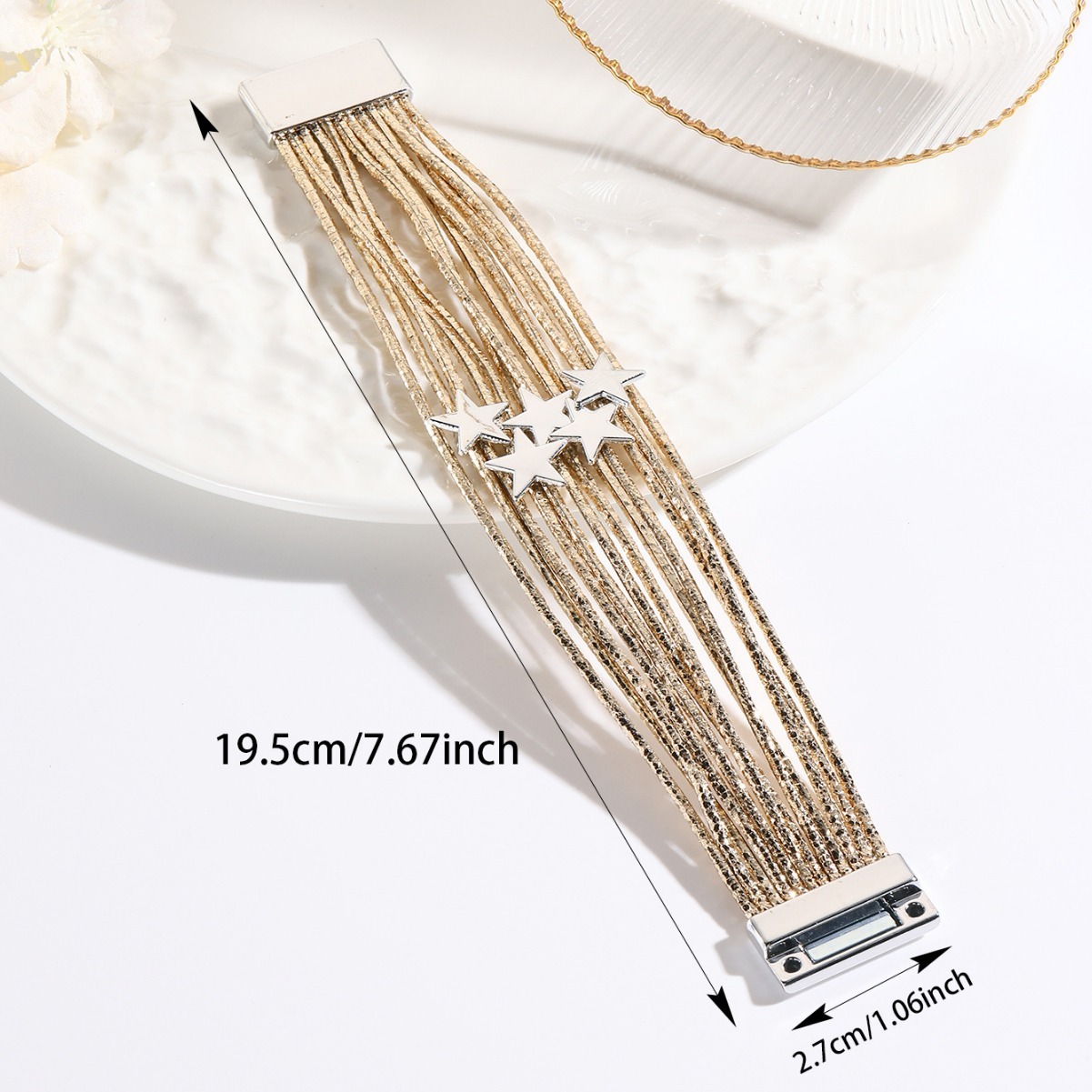 MYK1959-Multi-layer leather strap bracelet with creative five-pointed star accessories and magnetic bracelet
