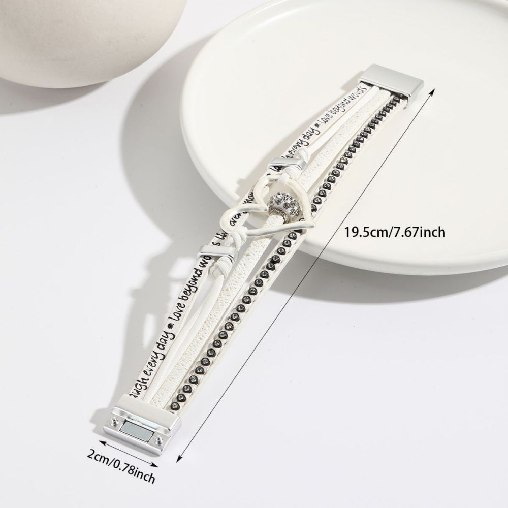 MYK1964-Hollowed-out heart-shaped rhinestone-encrusted magnetic clasp vintage multi-layered bracelet