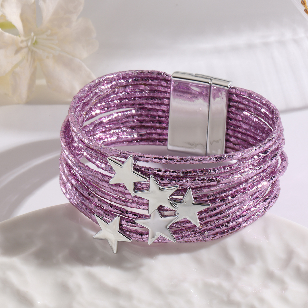 MYK1959-Multi-layer leather strap bracelet with creative five-pointed star accessories and magnetic bracelet