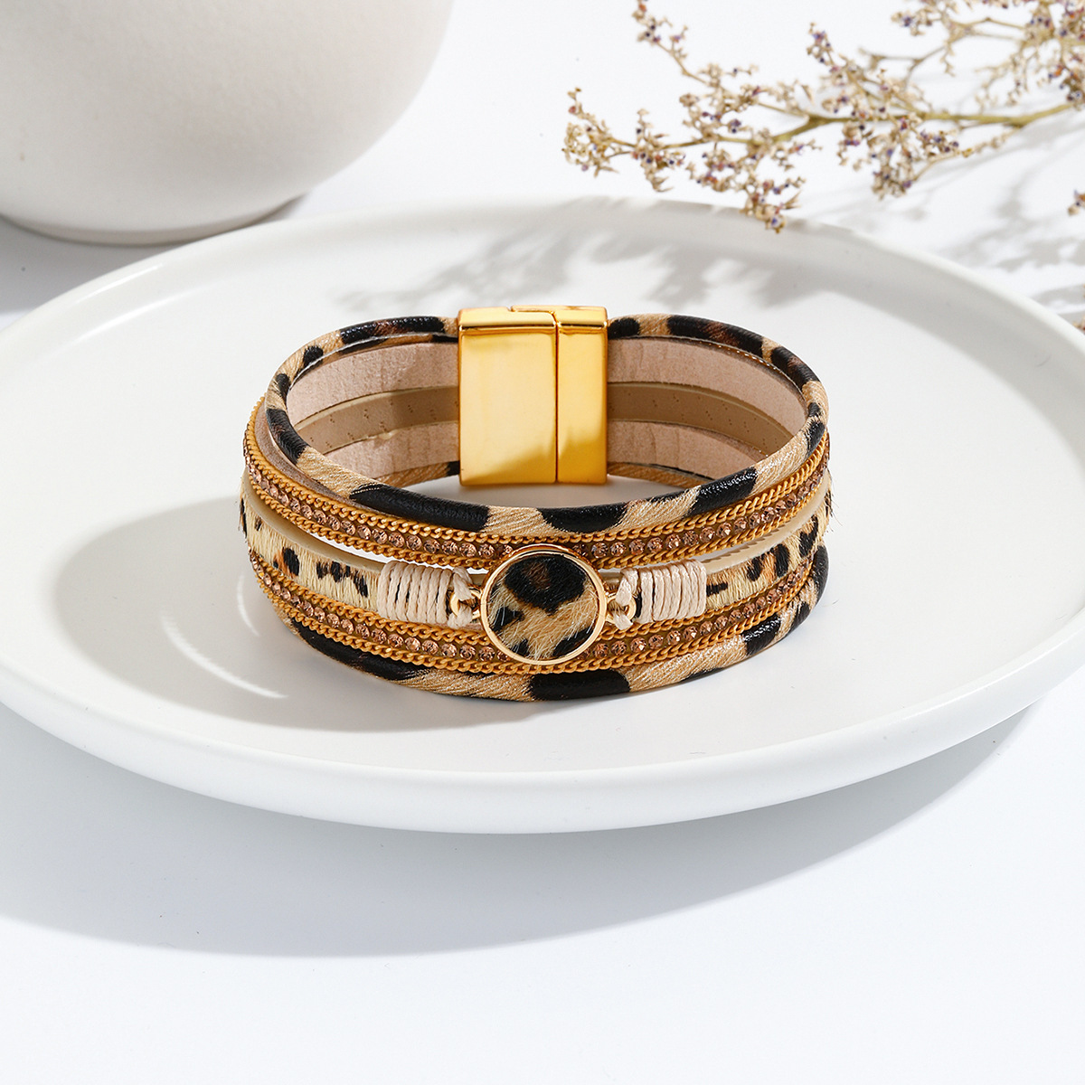 MYK1966-Autumn/Winter Alloy Magnetic Buckle Leather Genuine Leather Horse Hair Bracelet