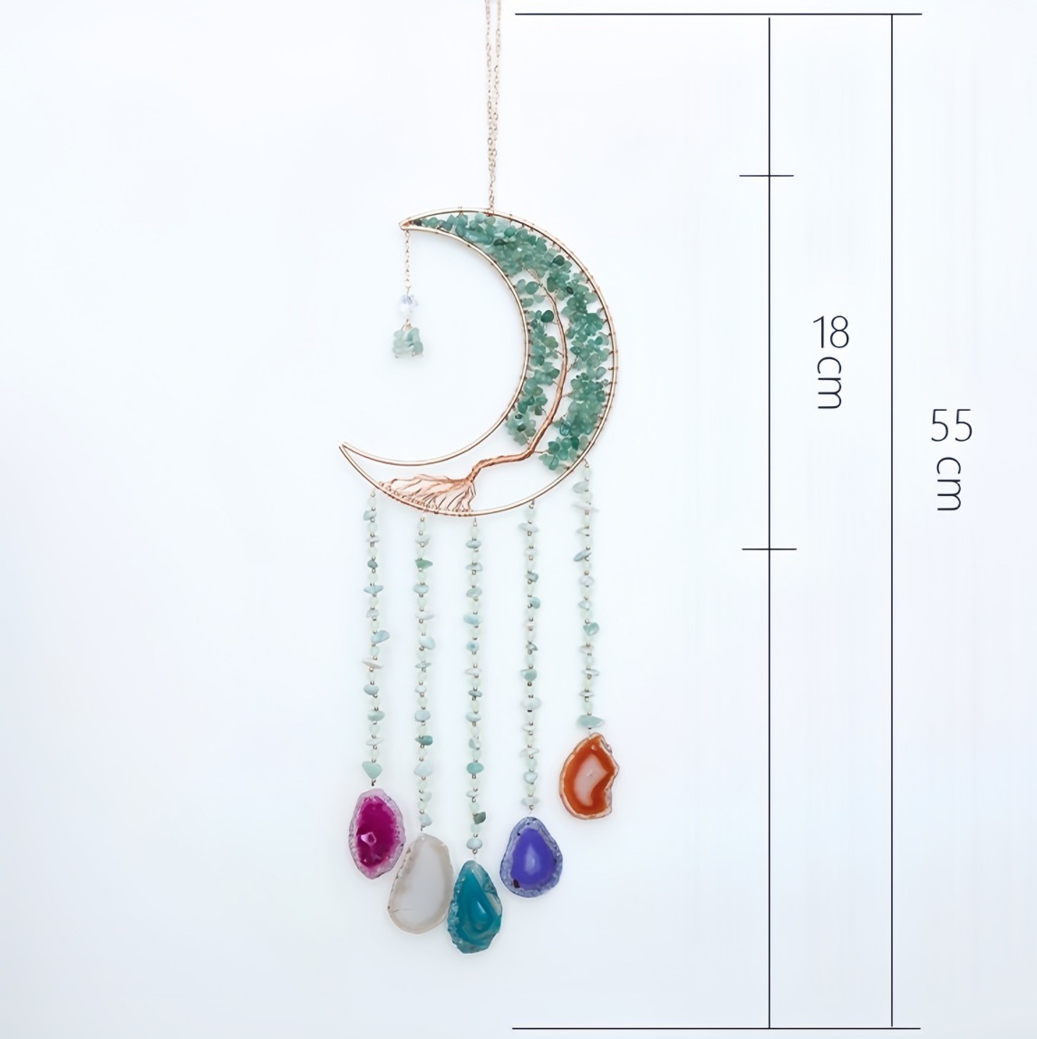 Natural Green Aventurine Gravel Tree of Life Luxury Dreamcatcher with Sun Catcher