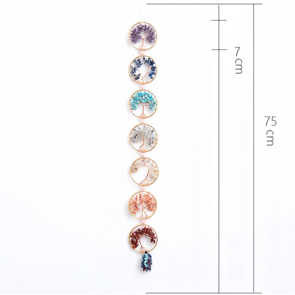 Natural Crystal Rainbow Pebble Tree of Life Sun Catcher Dreamcatcher Wind Chime