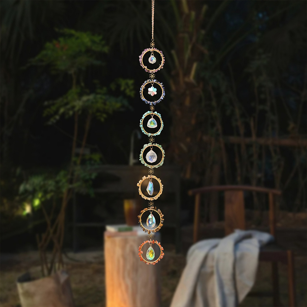 Natural Pebble Dreamcatcher Crystal Wind Chime Sun Catcher