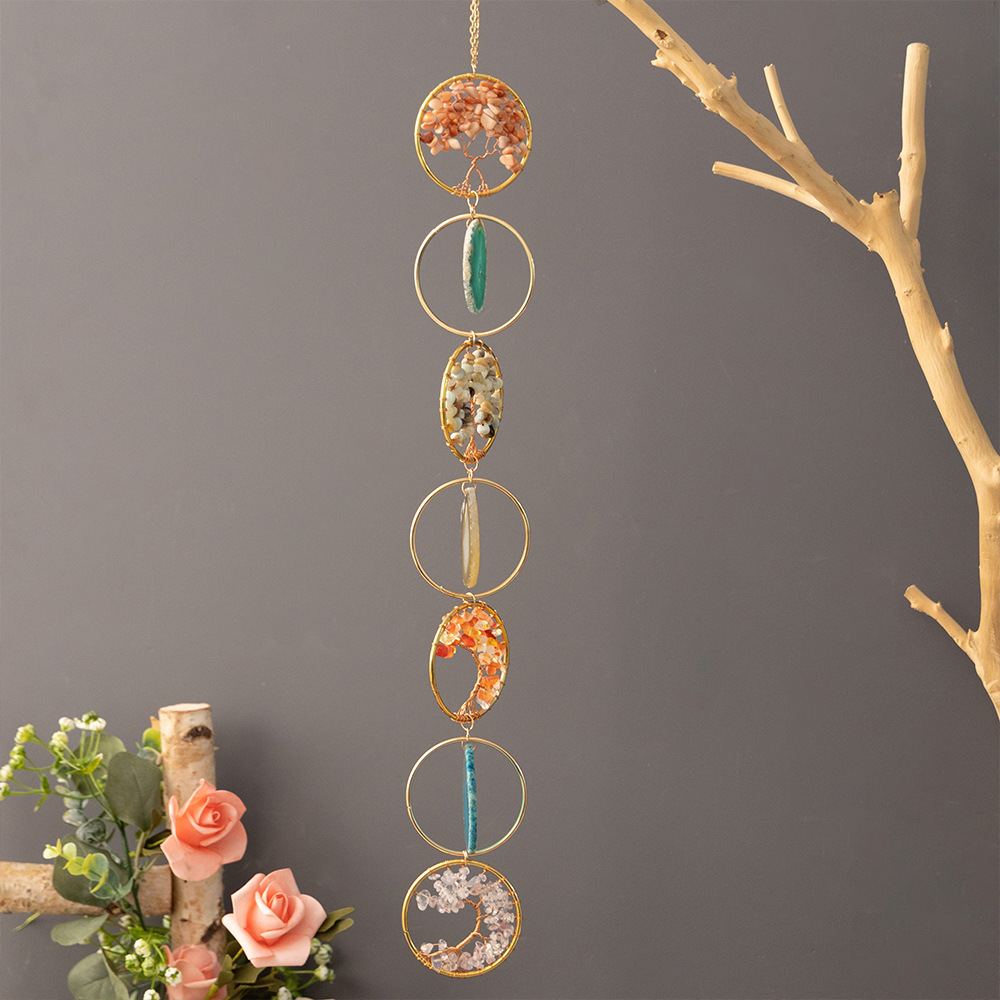 Crystal Colorful Tree of Life Agate Slices Dreamcatcher Sun Catcher