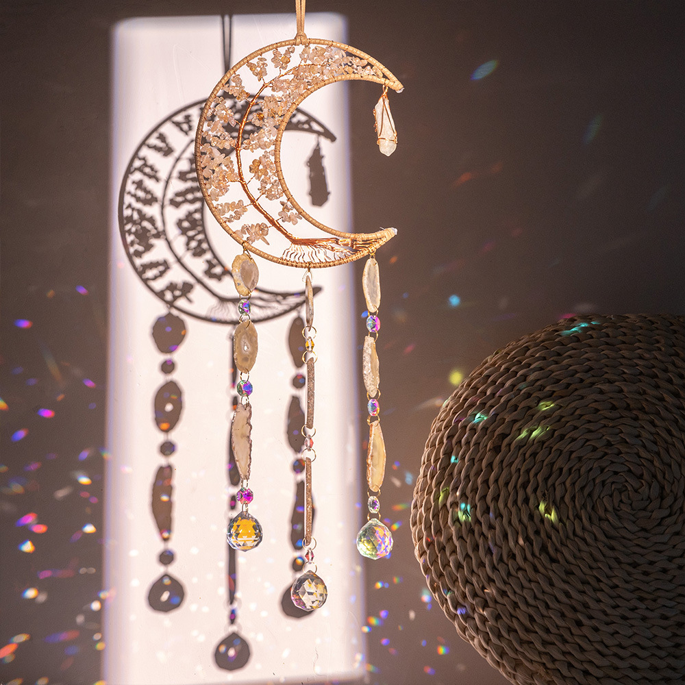 Citrine Tree Pendant, Crystal Tree of Life, Luxury Dreamcatcher, Sun Catcher