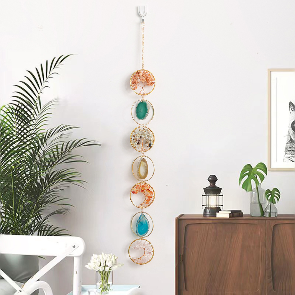 Crystal Colorful Tree of Life Agate Slices Dreamcatcher Sun Catcher