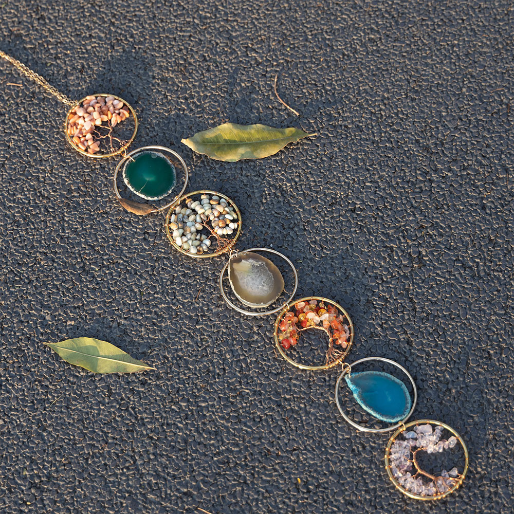 Crystal Colorful Tree of Life Agate Slices Dreamcatcher Sun Catcher
