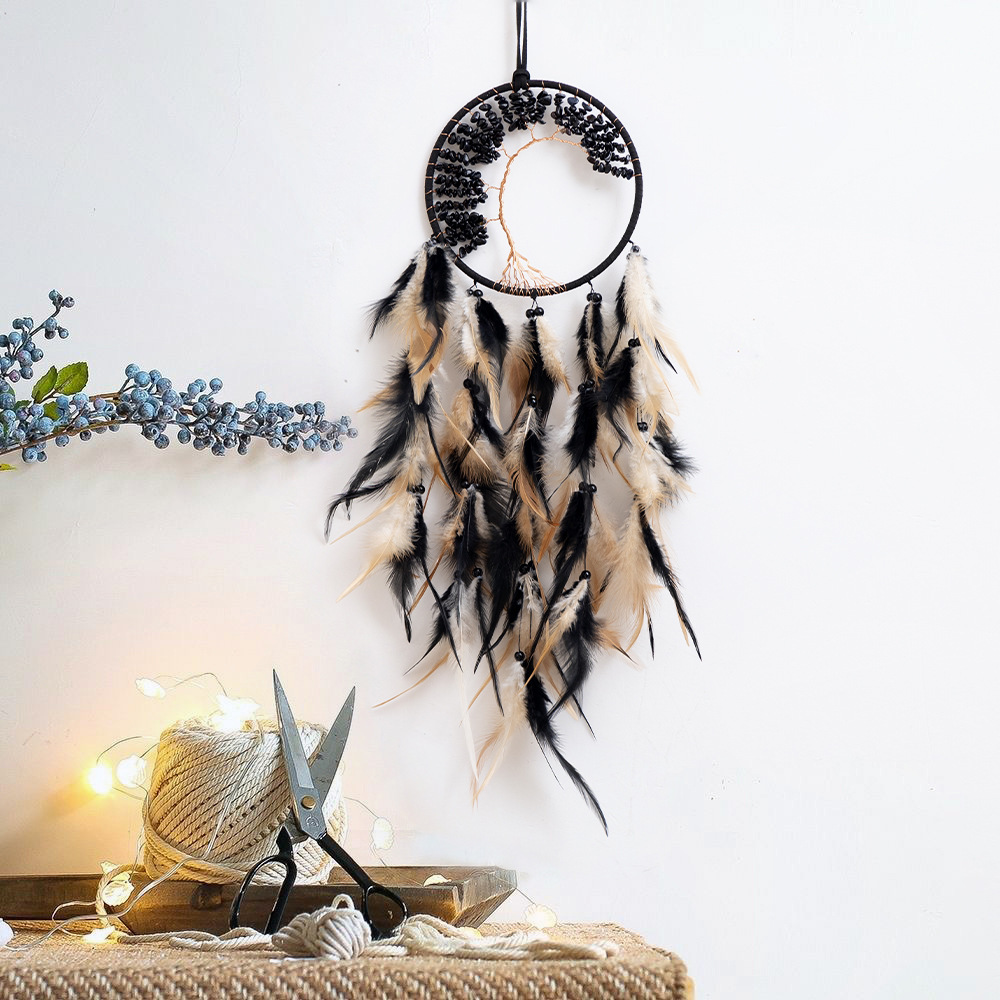 Feather and Pebble Dreamcatcher Wind Chime Tree of Life Sun Catcher