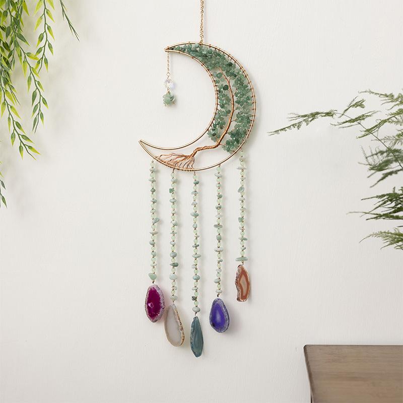 Natural Green Aventurine Gravel Tree of Life Luxury Dreamcatcher with Sun Catcher