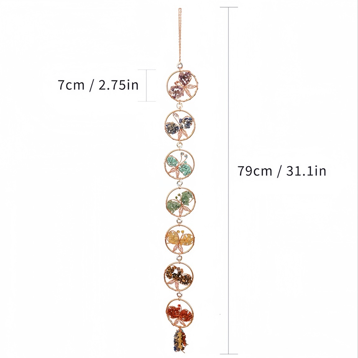 Natural Crystal Pebble Rainbow Butterfly Suncatcher Dreamcatcher Wind Chime